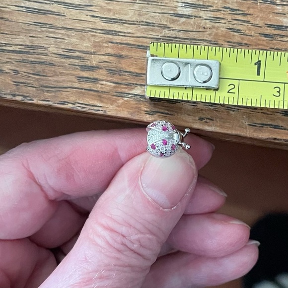 New in box 925 Sterling and Pink Seven Star Ladybug Shaped Stud Earrings Zircon - Picture 9 of 10